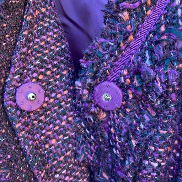 Charter Club L Button Up Jacket Purple Polyester Lining Acrylic Material Shell - Picture 8 of 12